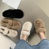 Faux Fur Furry Shoes Female External Wear Fall and Winter Casual Thick Bottom Padded Warm One Foot Stirrup Mary Jane Cotton Shoes