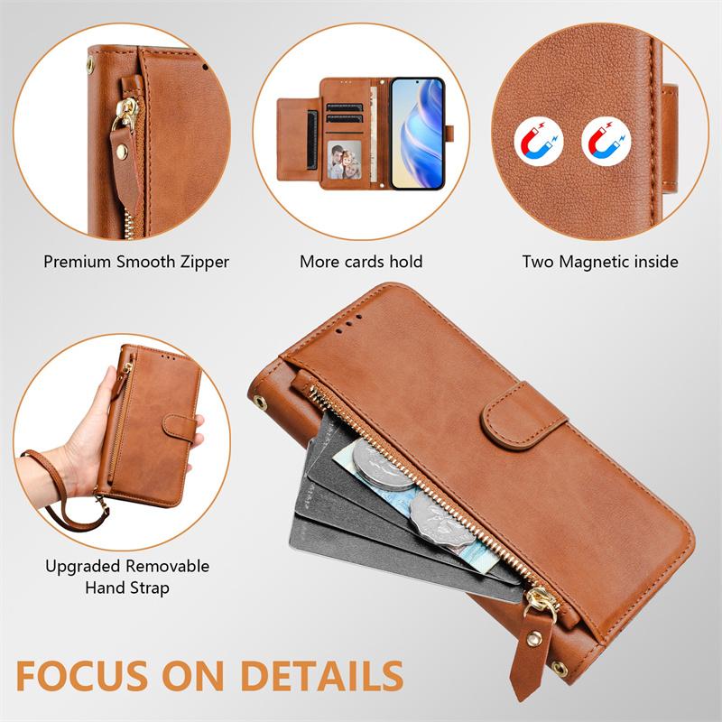 Flip Case for Oneplus 1+ Nord 2T CE 2 3 4 Lite 5G Leather Wallet Cover Card Slot Bag Zipper Casing