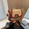 New Niche Contrasting Color Single Shoulder Crossbody Saddle Bag Fashionable Retro Trend Versatile Armpit Bag