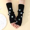10 Stars Gloves Women's College Style Stacked Open Finger Sleeves Autumn and Winter Knitted Warm Arm Sleeves