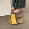 Velcro One-word Slippers for Women's Summer Wear 2025 New Mori Shit-stepping Casual Flat-bottomed Beach Sandals