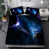 3D Space Planet Bedding Set Romantic Starry Sky Quilt Cover Pillowcase 2/3pcs Men's Teenagers Space Fan Cover Gift