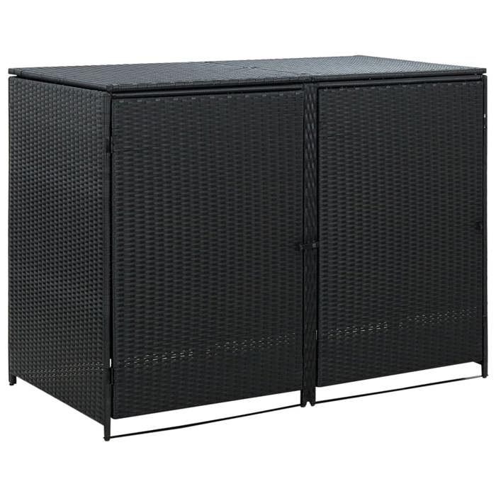 Bin Shelters - vidaXL - Double - Woven Resin - Black - 148x80x111 Cm