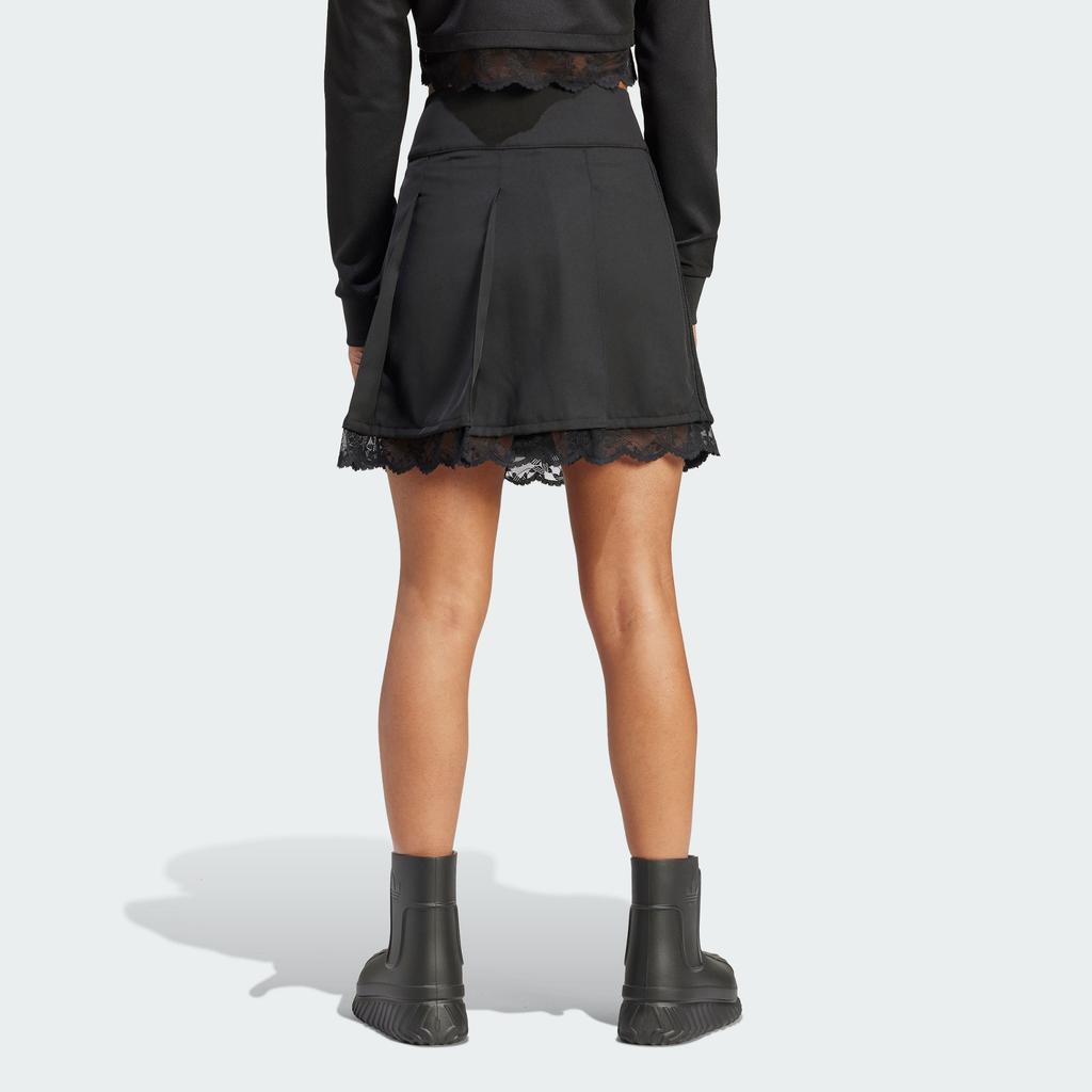 Adidas Оригинальная однотонная кружевная отделка, спортивная повседневная мини-юбка, женская нижняя часть, черная IZ5002