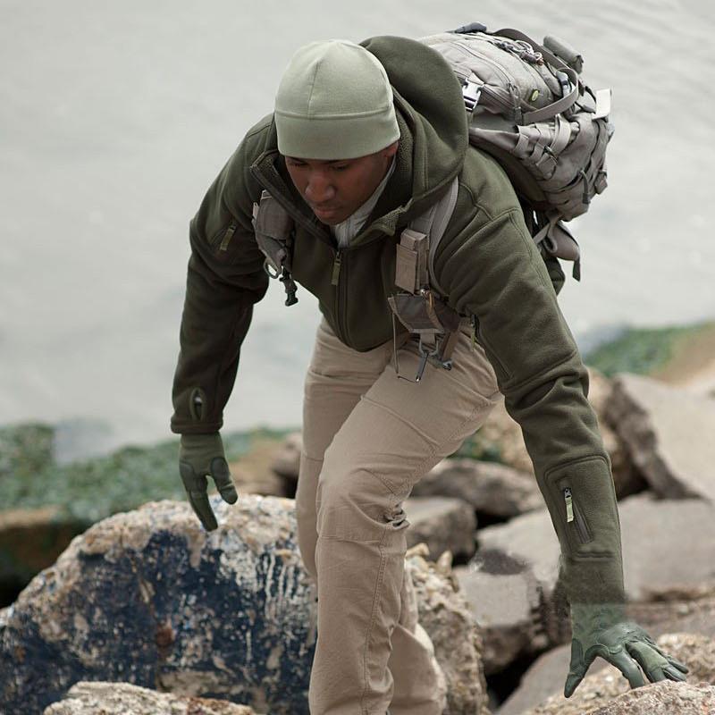 Tactical Fleece Jacket Men Winter Warm Hooded Military Jacket Casual Outdoor Hiking Hoodie Outerwear Coat with Many Pockets