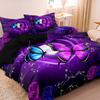 3pcs Fashion Classic Popular Purple Butterfly Flower Digital Print Duvet Cover Bedding Set Soft Comfortable Bedroom Guest Room