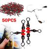50 шт., рыболовные инструменты, 3-сторонний рыболовный вертлюг, клубок, аксессуары для крючков для лески, спиннинговая рыбалка