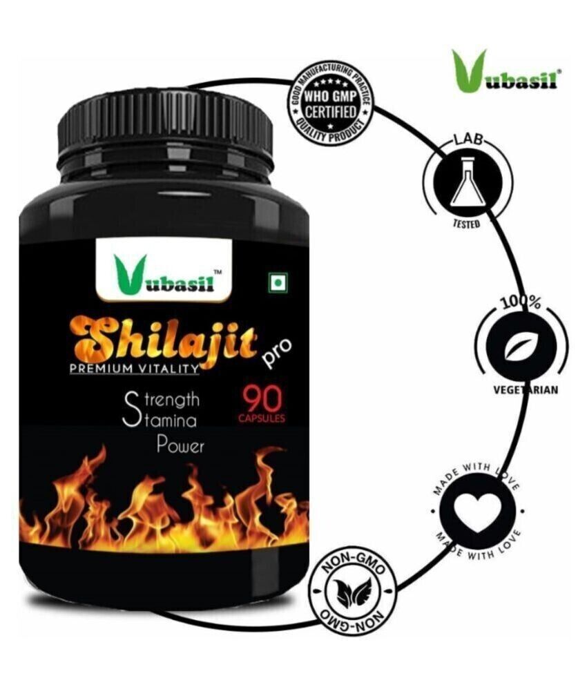 Pack of 2 X Vubasil - Shilajit Pro Safed Musli & Ashwagandha High Strength 90 Caps