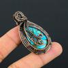 Copper Turquoise Gemstone Pure Copper Wire Wrapped Handmade Pendant Jewelry For Her