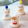 Cartoon Toothpick Holder with Removable Dust Cover Plastic Toothpick Dental Floss Dispenser Home Office Desktop Toothpick Organizer Container