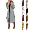 Women's Winter Woolen Coat Elegant Lapel Trench Coat Solid Color Long Jacket Work Tie Long Coat