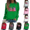 Women's T-shirt Tops Loose, Fashionable And Casual Christmas Print Round Neck Long-sleeved Sweatshirt