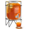 5 Litre Glass Water Dispenser with Stand - Air Tight Lid Glass Pitcher for Detox Water - Mason Jar - Counter Table Top