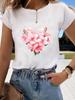 (Asian Size) Short Sleeve T-shirts Clothing Fashion Print  T Female Butterfly Sweet 90s Casual Women's Top Graphic Tee