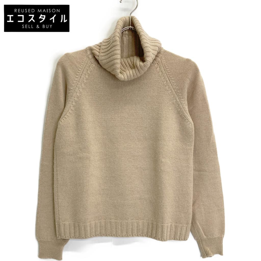 Hermes 15AW Beige Camel 100% Turtleneck Pullover Knit Tops 34 beigeUsed