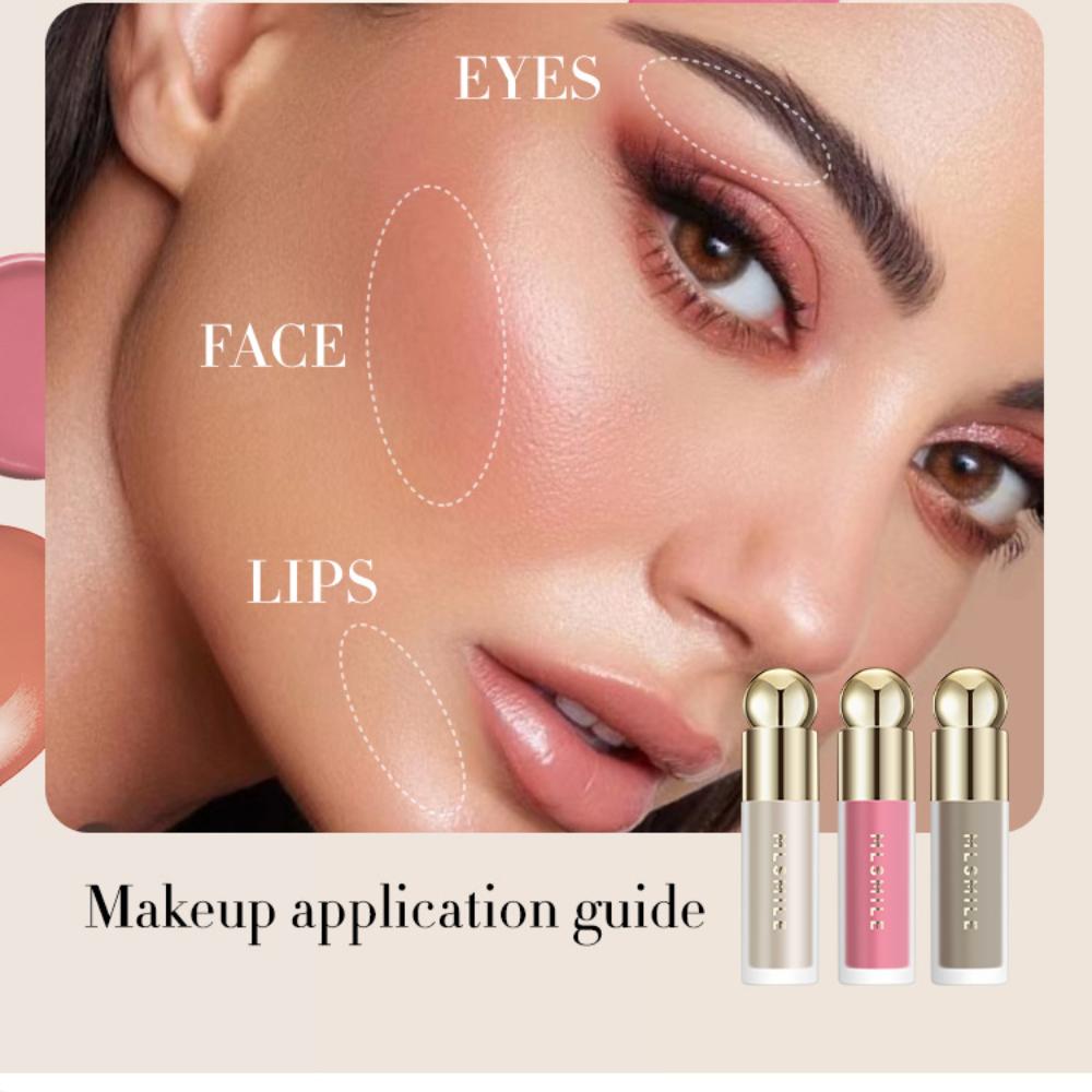 6 Colors Liquid Blush Long Lasting Natural Nude Makeup Blush Cream Lightweight Contouring Highlighter Waterproof Lip&Cheek&Eye Multifunctional Blush