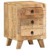VidaXL Bedside Table 37x32x50 Cm Solid Raw Mango Wood, Bedside Cabinet, Bed Cabinet, Side Table for 4104515