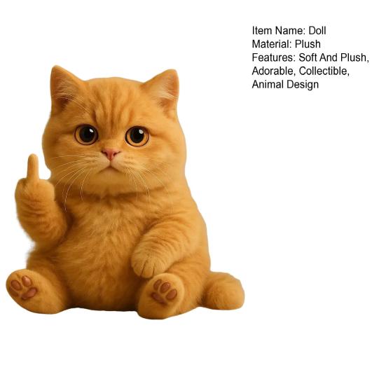 Flip-off Animal Doll Middle Finger Highland Cow Plush Toy Stuffed Sassy Panda Cat Dog Collectible for Home Office Desktop Decor
