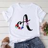 New Alphabet Print Women T Shirt Woman Harajuku Short Sleeve Tees Shirt Floral Letters T-Shirt Girl Summer Tee Top Femme Tshirt