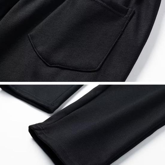 Men's Loose Straight Pants with Zipper Pockets Casual Cozy Thickened Male Trousers for Autumn Winter