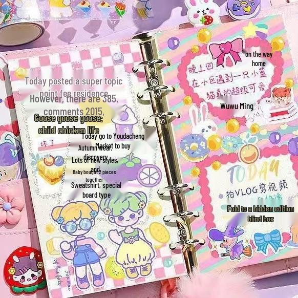 Hand Account Book Set: Cute Loose-Leaf Notebook for Girls & Children