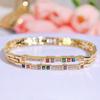 CMM Korean Style Retro Simple Light Luxury High-End Color Geometric Zircon Heavy Metal Hollow Noble Woman Bracelet