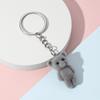 Cute 3D Flocking Kitten Small Bear Keychain Resin Cat Couple Mobile Phone Pendant Car Keyring Earphone Backpack Charms Bag Decor