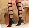 Designer Narrow Band Peep Toe Zipper Women Boots Sandals Sexy Thin High Heels Shoes Fashion Thigh Long Booties