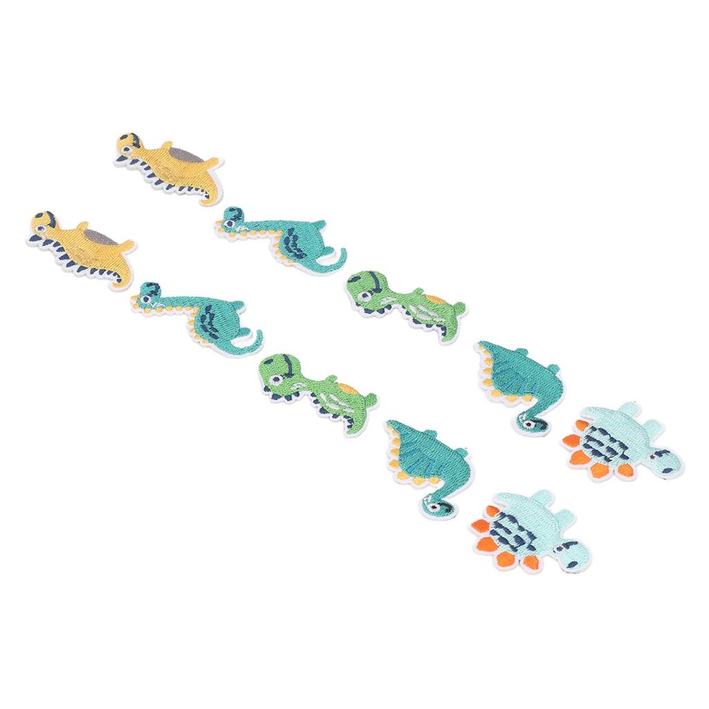10pcs Dinosaur Patches Colorful DIY Clothing Small Dinosaur Shape Embroidery Iron On Patches for Dress Hat Jean Backpack