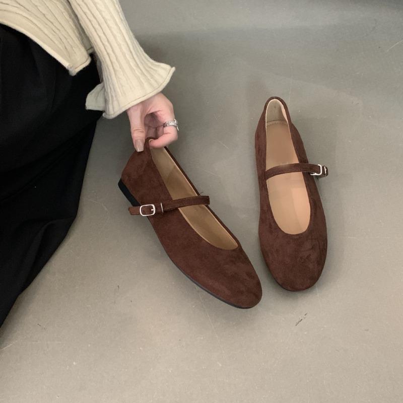 Comemore Spring New Women Flats Round Toe Shallow Slip On Ladies Casual Ballet Shoes Soft Suede Leather Eelgant Dress Shoes