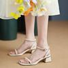 Women Square Toe Strappy Sandals Women Design Chunky Dress Shoes Summer Peep-toe Heels Party Pumps Zapatos Mujer