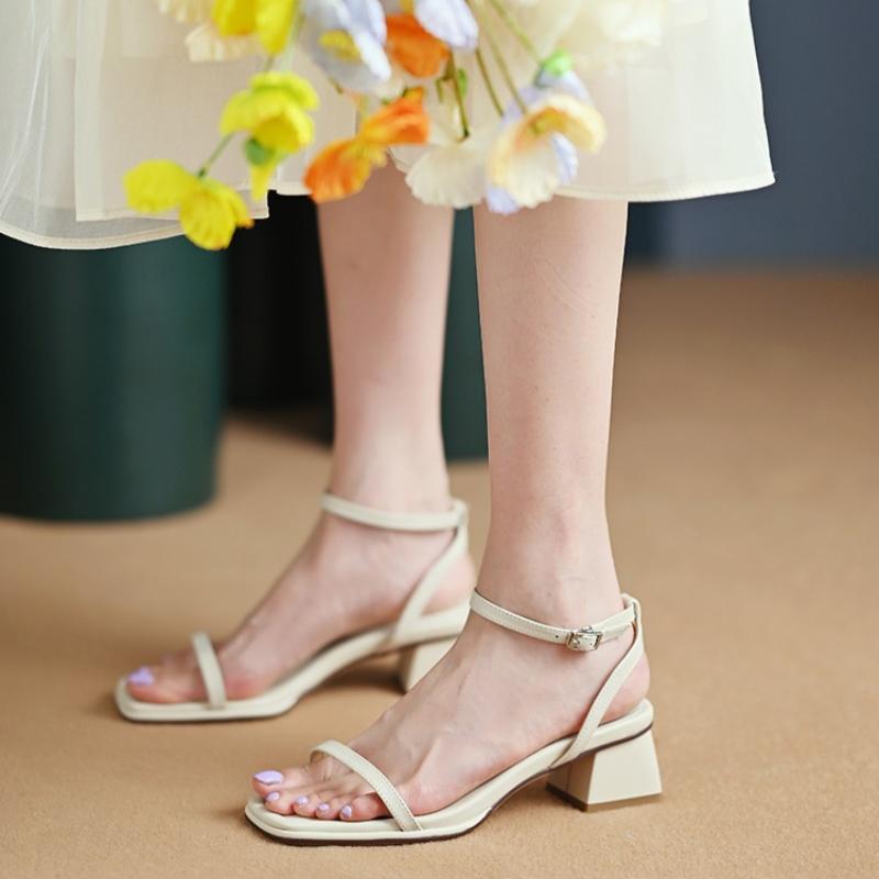 Women Square Toe Strappy Sandals Women Design Chunky Dress Shoes Summer Peep-toe Heels Party Pumps Zapatos Mujer