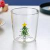 300ML Glass Water Cup with 3D Christmas Tree Rose Decoration For Daily Party Drinking Glasses Coffee Milk Mug Lover Gifts