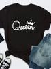 Queen Letter Print T Shirt Women Short Sleeve O Neck Loose Tshirt Summer Girls Ladies Tee Shirt Tops Clothes Camisetas Mujer