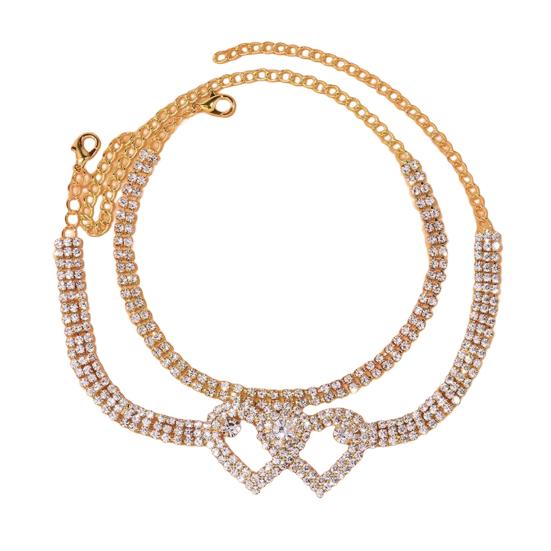 1Pc/2Pcs Heart Anklet Adjustable Perfect Gift Lightweight Trendy Wedding Dance Yoga Foot Chain Jewelry Accessory