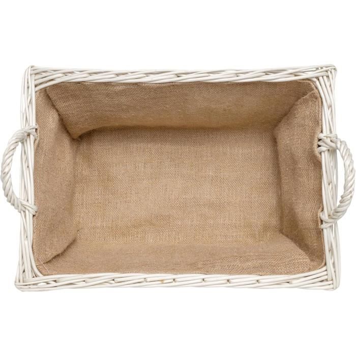 Panier À Bûches - Creative Home - 47 X 33 X 30 Cm - Tissé À La Main - Intérieur En Jute - Blanc