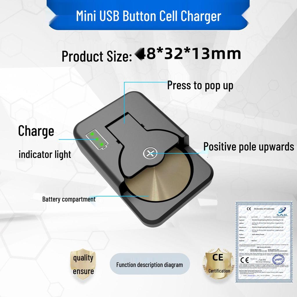 Universal Cross-Border Charger for LIR2032 and 2025 Button Cells