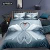 Swan Duvet Cover Set White Swan Lake Comforter Cover Twin Ocean White Swan Polyester Bedding Set for Couple Valentine's Day Gift