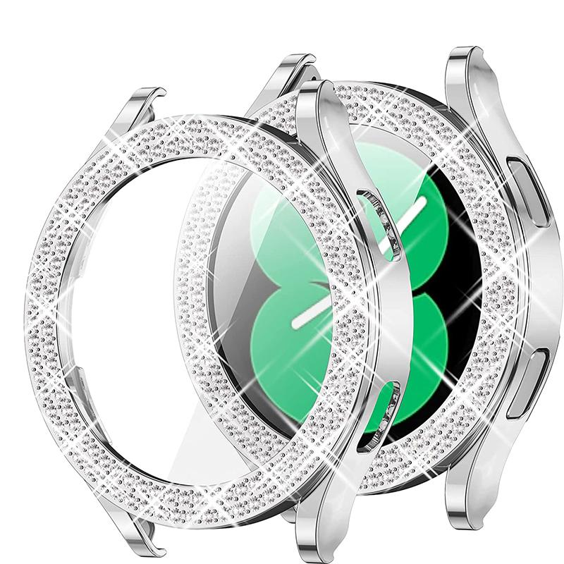 Case for Samsung Galaxy Watch 4 Case 40mm 44mm Accessories Bling Fashion Two Rows Diamond Bumper Samsung Galaxy Watch 5 Protector Cover
