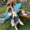 Summer New Sleeveless Sexy Loose Straps Dress for Women Fashion Backless Beach Vacation Casual Long Dress Ladies Elegant Print Plus Size Dresses 26369
