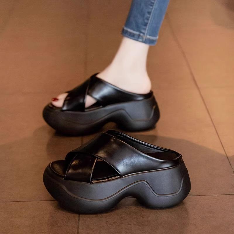 Sheepskin Version~ Slippers Women's Outer Wear Summer New Thick-bottomed Versatile Comfortable Height-increasing Sandals