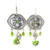 [R3347] - Silver Green 'Altai' Earrings - 80x35 Mm