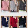 IHUASU Patchwork Wool Knitted Cardigan Women's Spring and Autumn Simple Versatile Bottoming Shirt Jumper Coat