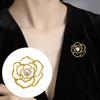 Women Brooch Hollow Out Camellia Faux Pearl Anti-slip Wear-resistant Coat Collar Hat Scarf Decoration Clothes Pin Garment Jewelry