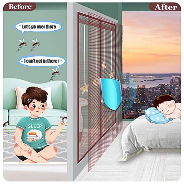 1 Set Summer Door Screen Net Anti Mosquito Insect Fly Bug Curtains Net Automatic Closing Door Screen Kitchen Curtains Magnet Net