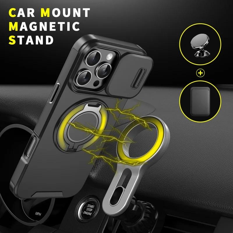 Для iPhone 16 Pro Max Plus Магнитный держатель-кольцо для пальца Военный защитный чехол