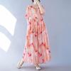 Short Sleeve Plus Size Cotton Vintage Floral New In Dresses for Women Casual Loose Long Summer Dress