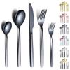 Evanda Dinner Cutlery 20 Piece Set of 5 Tea Stainless Titanium Dishwasher Tableware Serves Kitchen Utensils Set, Black, Types, Knife, Fork, Spoon,