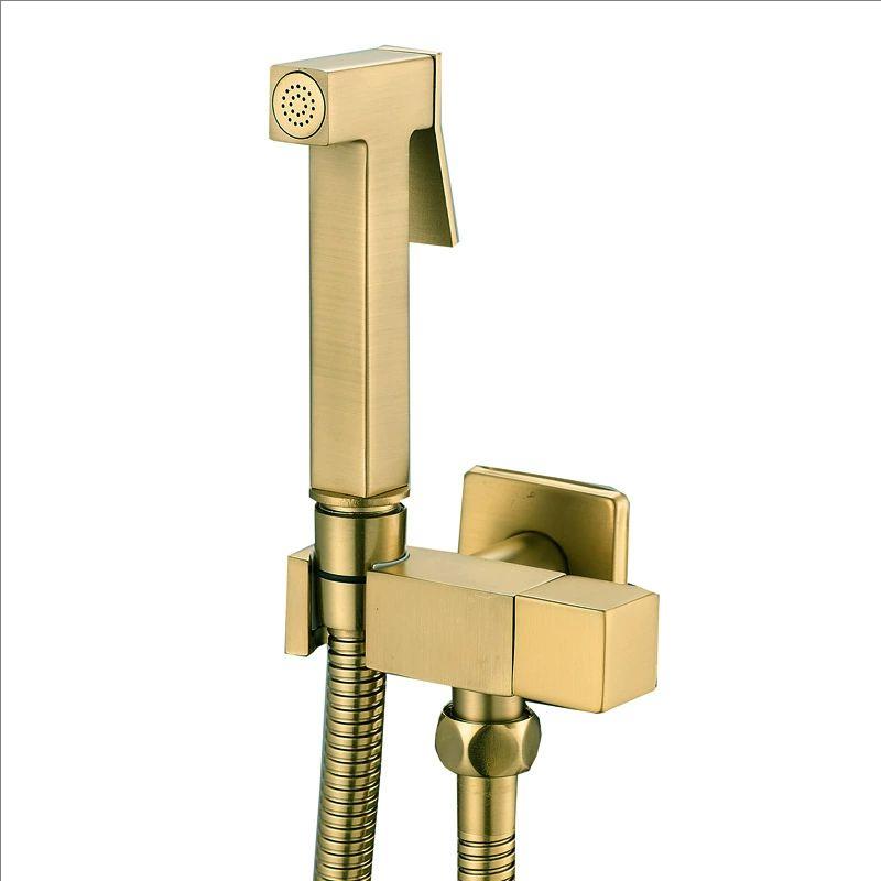 Gold Shower Wall Mounted Toilet Bidet Sprayer Set Brass Valve Bathroom Alloy Black Handheld Self Cleaning Bidet Faucet White