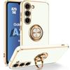 Protective Case - BOOLING - for Samsung Galaxy A25 5G - Shockproof Silicone - Ring Holder - White